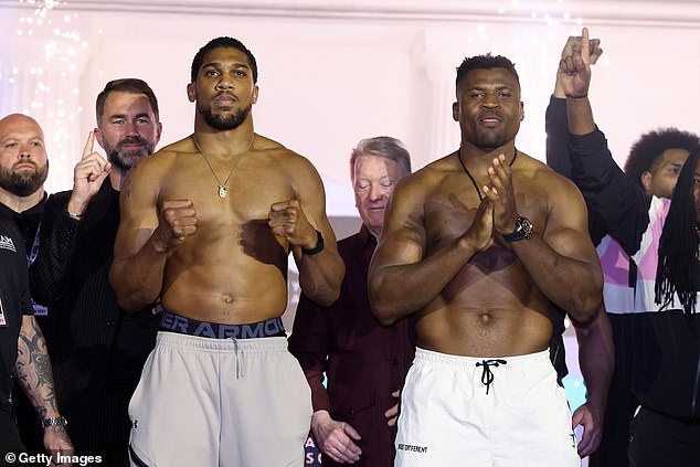 Anthony Joshua weighed 20 pounds less than Francis Ngannou before Friday's fight.