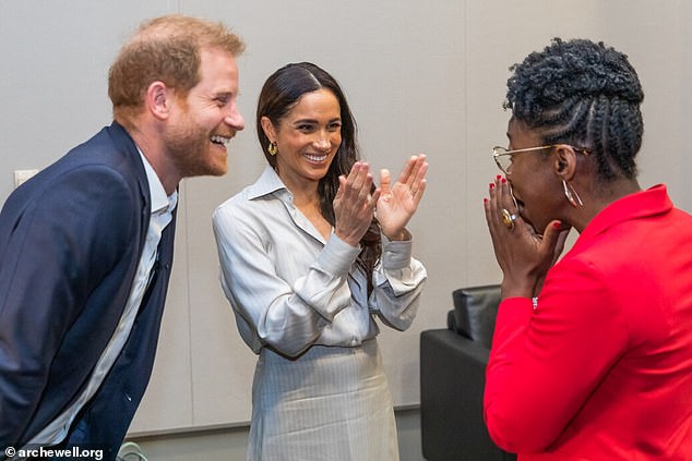 Prince Harry and Megan's Archewell Foundation on Thursday named Ghanaian-American computer scientist Joy Buolamwini (right) as this year's winner of its annual award for people who have overcome racist and sexist biases in artificial intelligence (AI)