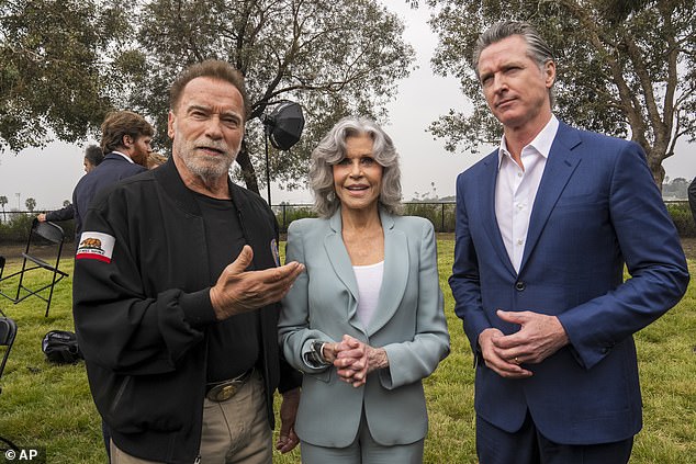 Arnold Schwarzenegger, 76 (left), revealed he had a pacemaker last Monday;  He attended this environmental event just four days later with Jane Fonda and was feeling good.