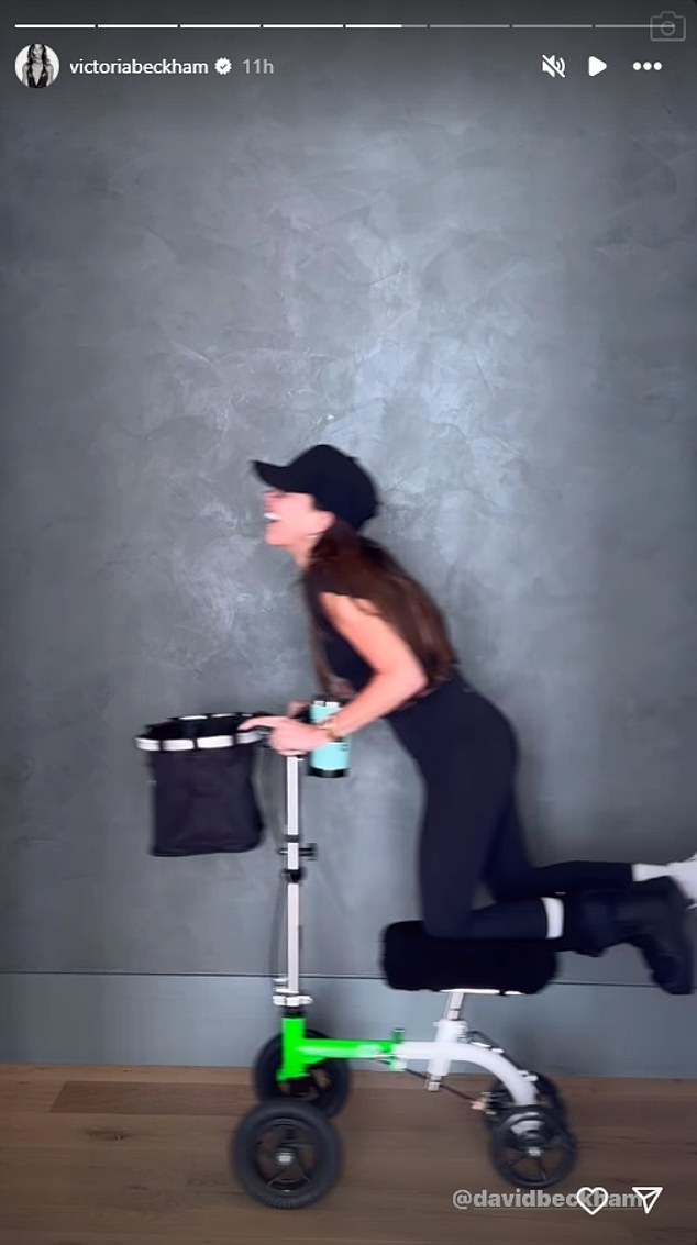 Victoria Beckham zooms in on her new knee scooter in video posted to Instagram