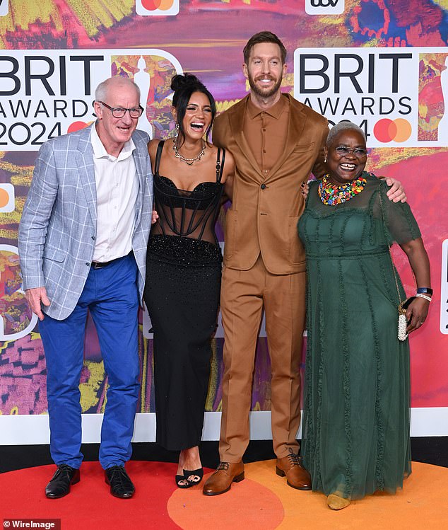 Vick Hope brought her parents to the 2024 BRIT Awards on Saturday to support her husband Calvin Harris.