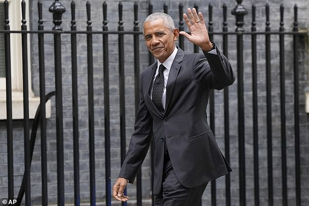 Barack Obama made a surprise appearance at Downing Street for talks with Rishi Sunak today
