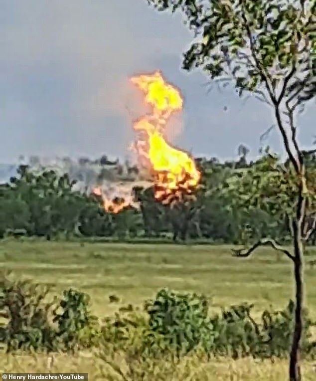 A massive fire caused by a burst gas pipeline threatens to halt operations at several gas and coal plants in Queensland (pictured)