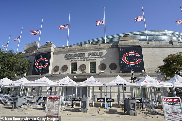 A general view of the exterior of Chicago's Soldier Field before a 2021 preseason game