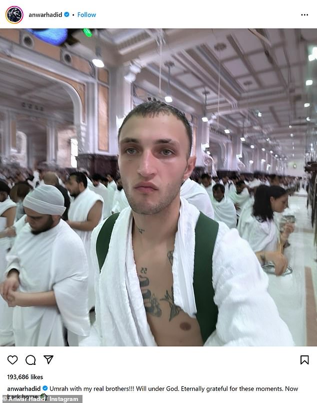 Models Bella and Gigi Hadid's younger brother Anwar has revealed he went on a pilgrimage to Islam's holiest city, Mecca, to mark Ramadan.