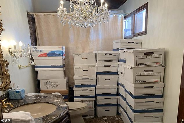 Images from inside Mar-a-Lago show stacks of boxes of classified documents in a bathroom. Maher indirectly references the scandal during Friday's rant.