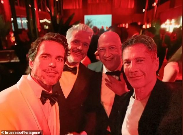 Matt Bomer and Simon Halls at the Vanity Fair Oscar Party with their friends, restauranteur Bruce Bozzi and his husband Bryan Lourd