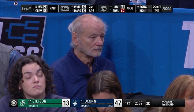 Comedian and actor Bill Murray was in Brooklyn to watch UConn play Stetson