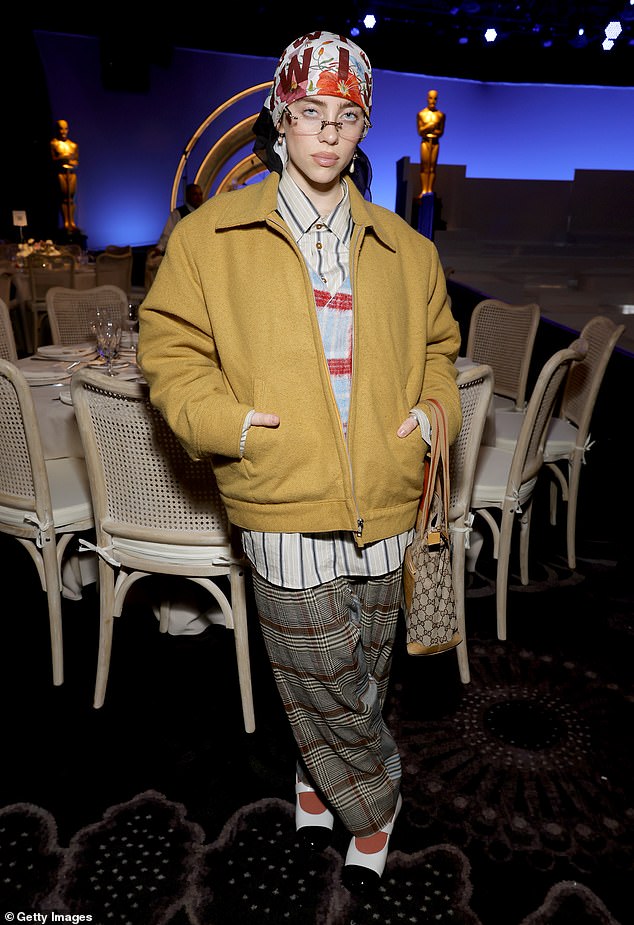 Billie Eilish, 22, recently revealed that she once ended a relationship after dreaming of a particularly handsome Hollywood leading man;  Pictured at Amelia Dimoldenberg's pre-Oscar nominees luncheon on Friday.