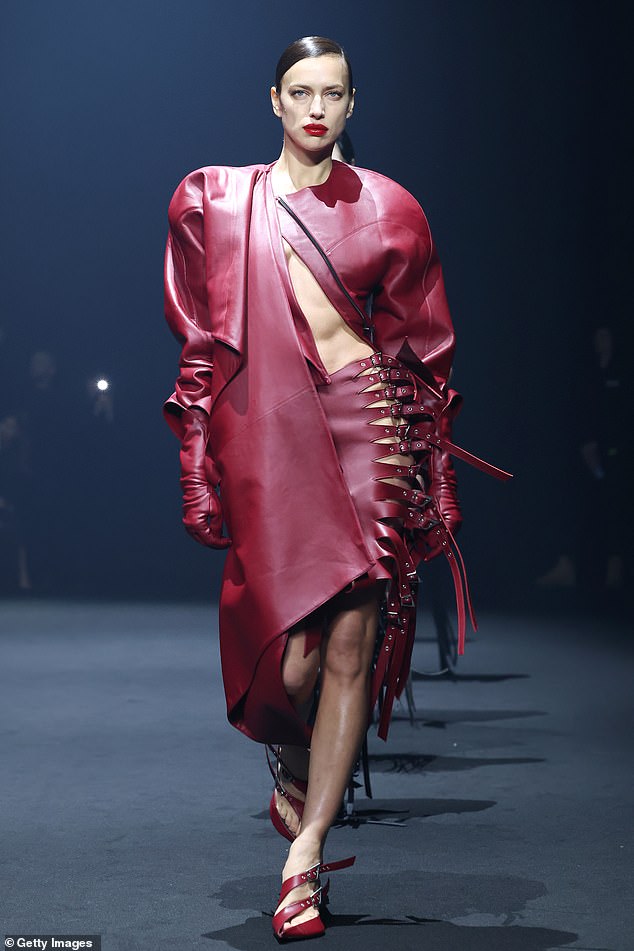 Irina Shayk, 38, looked incredible as she stormed the Mugler runway during her show at Paris Fashion Week on Sunday.