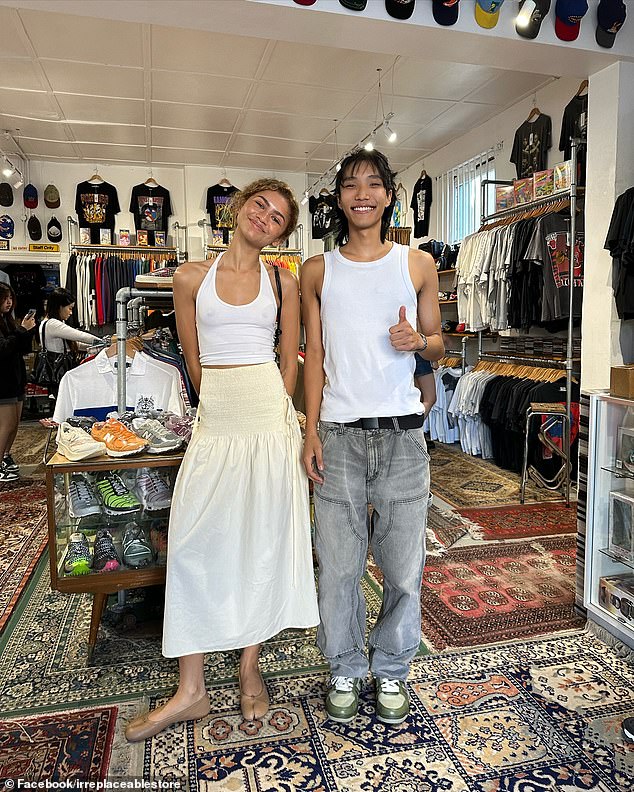 Zendaya stopped by Newtown vintage shop IRREPLACEABLE STORE during her day off on Friday.