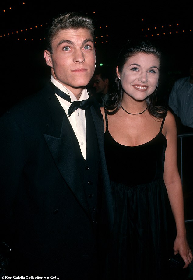 Brian Austin Green (left, pictured in 1993) admitted he might not have been the best boyfriend to his former Beverly Hills, 90210 star Tiffani Thiessen (right), whom he dated from 1993 to 1995.