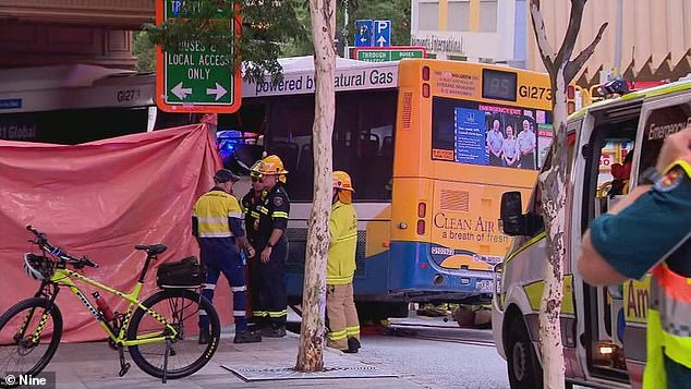 The 18-year-old woman had just left a beauty salon after getting her eyelashes done when the Brisbane CBD bus pinned her against the wall of a building on Edward St, mounted the curb and hit her from behind.