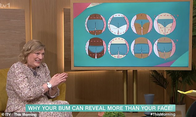 Britain's only rumpologist, Sam Amos (pictured on This Morning today) talks about what people's bottoms say about them as people.