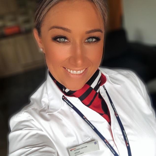 The pair were cabin crew on flight BA2157 from Gatwick and were believed to have been between flights when they made the video at the luxury Trade Winds hotel in Antigua. Pictured: Holly Walton