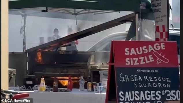 Barbecue fire at the Bunnings store at Adelaide Airport.  Image 7News