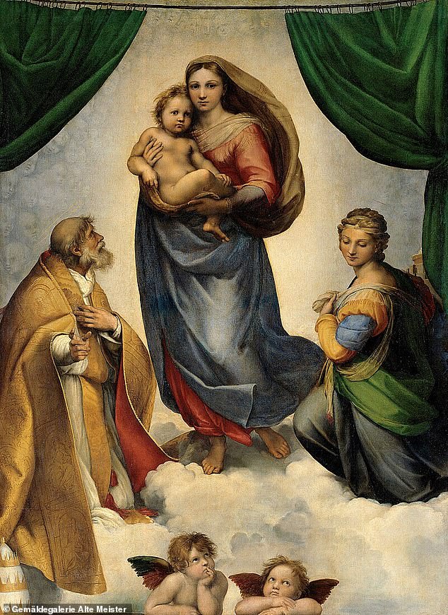 Raphael's Sistine Madonna (c. 1512). The faces in the painting bear a strong resemblance to those in the de Brécy Tondo, but neither AI nor researchers can agree on whether that artwork is also by Raphael