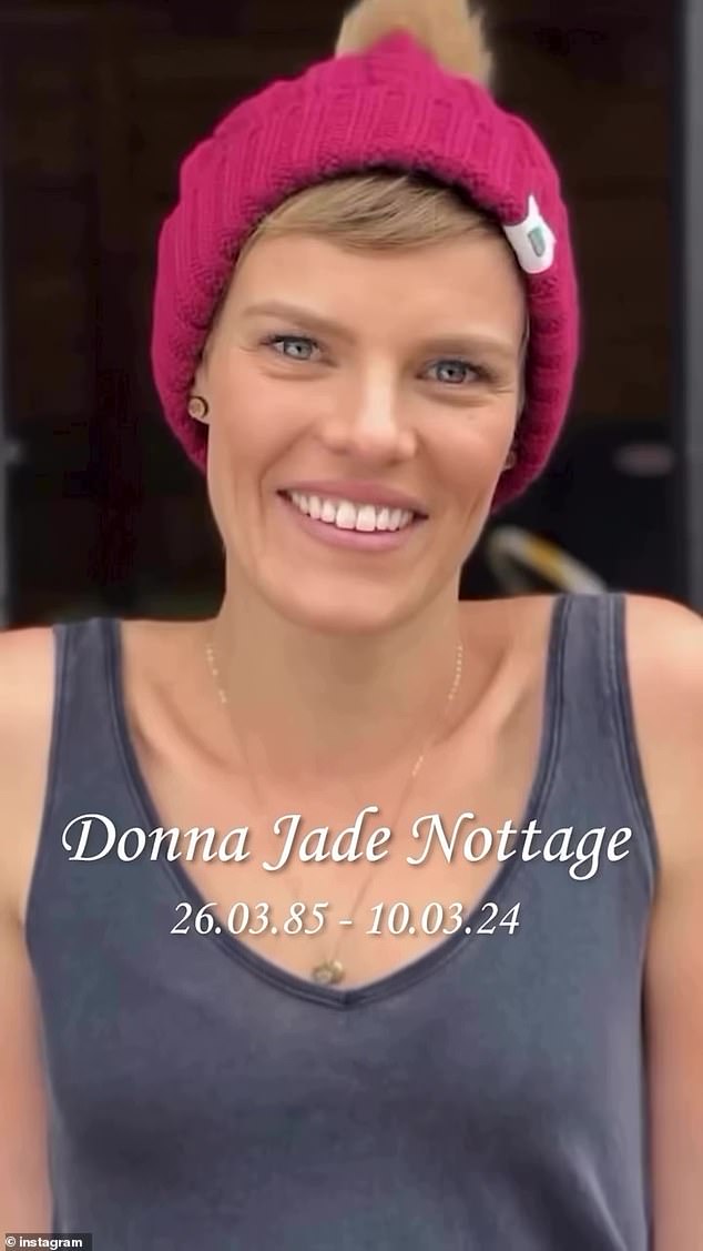 In an Instagram post on Tuesday, the former Project star wrote an impassioned caption about her friend, Donna Nottage (pictured), alongside a video showing some of her happier moments before her death