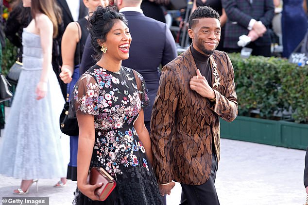 Taylor Simone Ledward-Boseman is pictured above with Chadwick Boseman at the 25th Annual Screen Actors Guild Awards in Los Angeles, California in January 2019.