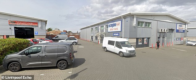The pair were spotted in the car park of Screwfix in Birkenhead, Liverpool (pictured)