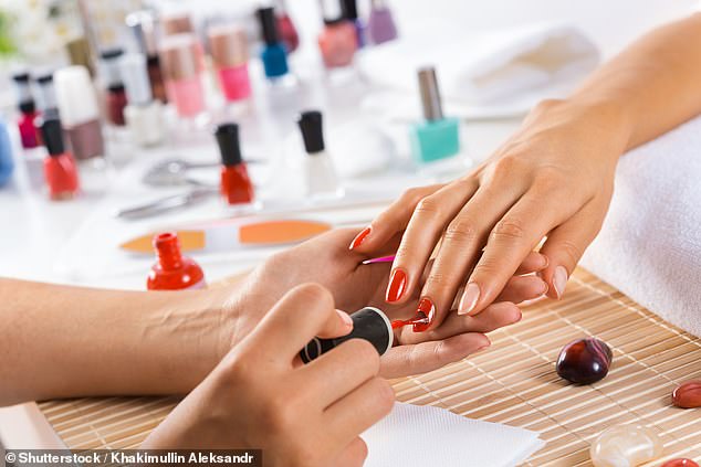 The chemicals, organophosphate flame retardants and quaternary ammonium compounds, are found in nail polishes, baby wipes, hand soaps and cleaning solutions (file image)