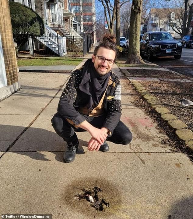 The rat-shaped print went viral after local artist and comedian Winslow Dumaine (pictured) posted a photo of it on X, formerly known as Twitter, on January 6.