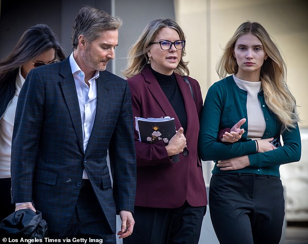Child killer Rebecca Grossman (centre) will not be banned from using phones in prison despite allegations she tried to tamper with witnesses and interfere with jurors