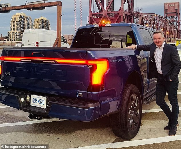 Sir.  Bowen used the five-day trip as an opportunity to discuss Australia's climate goals globally.  He met with Bill Gates, Al Gore and drove an electric Ford F-150 (above)