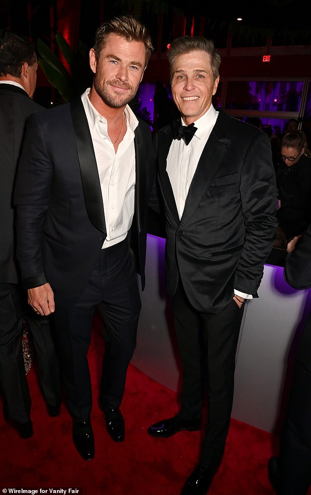 Chris Hemsworth, 40, (left) joined Hollywood mega-agent Patrick Whitesell, 59, at the 2024 Vanity Fair Oscar Party on Sunday night