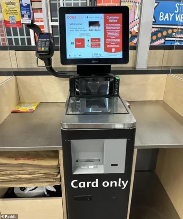 A new security measure rolled out by a major Australian supermarket chain is drawing furious criticism from customers who noticed it at their local store.  A self-checkout that does not weigh purchased items is shown