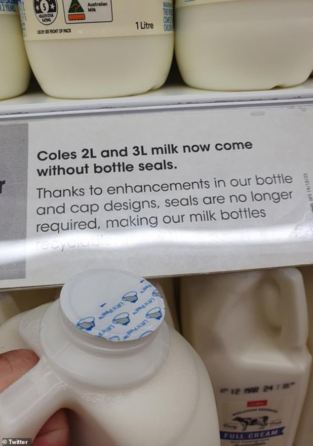 Shoppers have been notified that Coles milk bottles will soon come without the plastic seal.