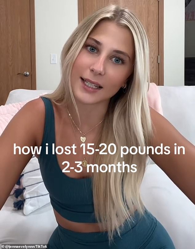 Jenna Sickler, 20, from Ohio, went viral on TikTok after describing how she lost 15-20 pounds and transformed her body in about two to three months