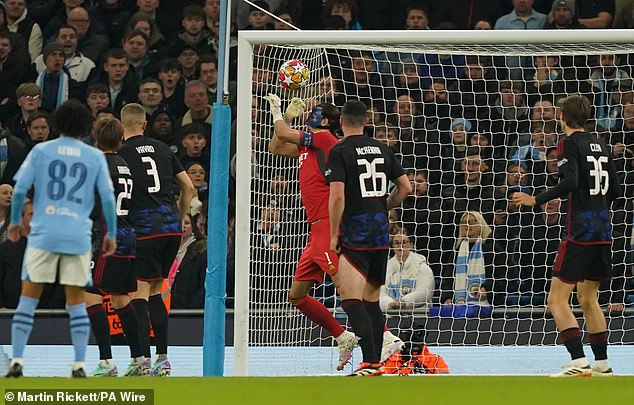 Kamil Grabara got off to a terrible start when he allowed Julián Álvarez's shot to slip through his fingers for Manchester City's second goal after nine minutes.