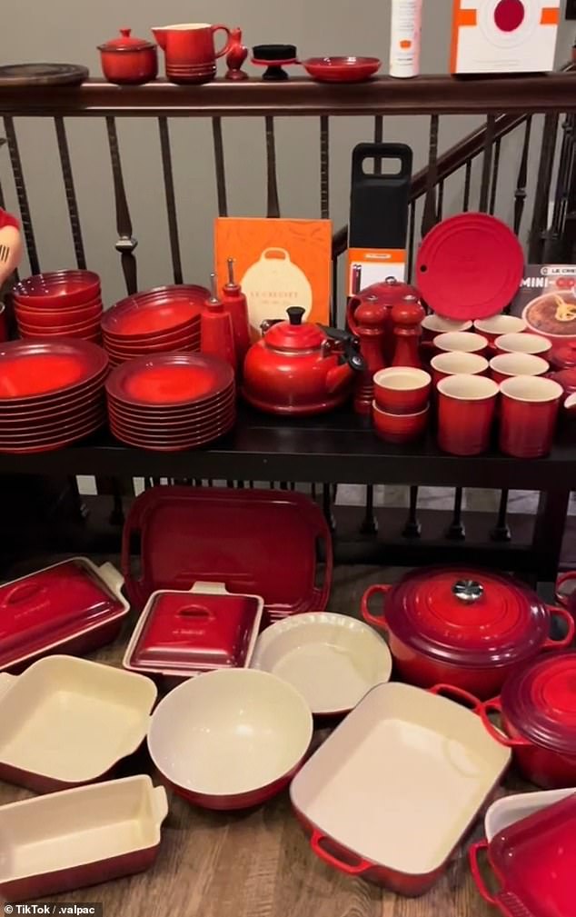 A lucky woman named Val received a 157-piece cookware set from the famous French-Belgian brand from her husband for Christmas.