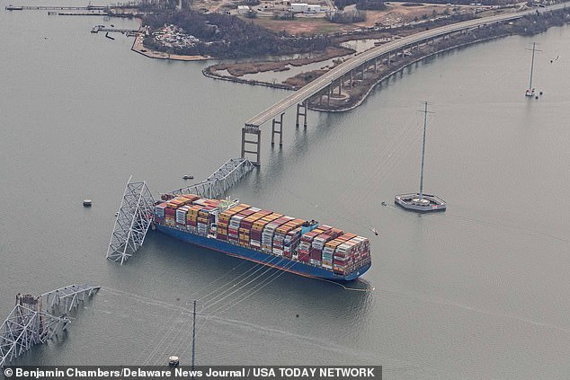 The crew of the stricken freighter that crashed into a Baltimore bridge this morning could be trapped on board for up to two weeks.