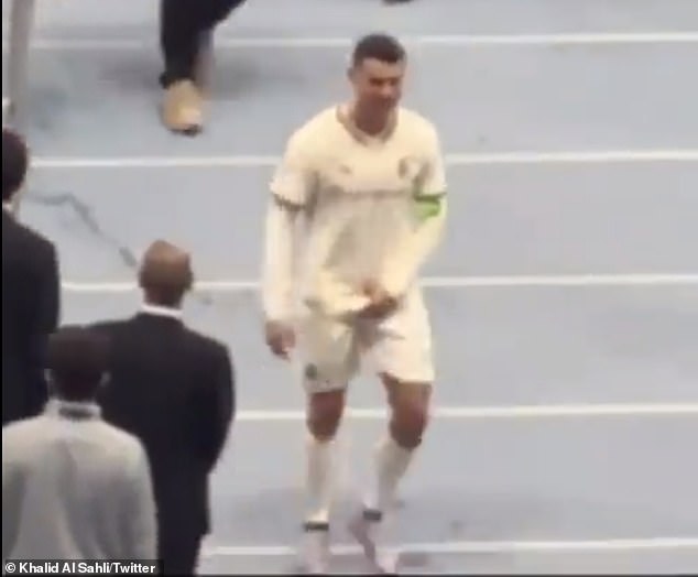 Ronaldo was criticized after grabbing his crotch in response to fans chanting 'Messi, Messi' when Al-Nassr played Al-Hilal last season.