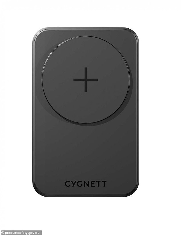 The Cygnett MagMove 5K dual-magnet power bank (pictured) is being urgently recalled over fears the wireless device could catch fire if it overheats.