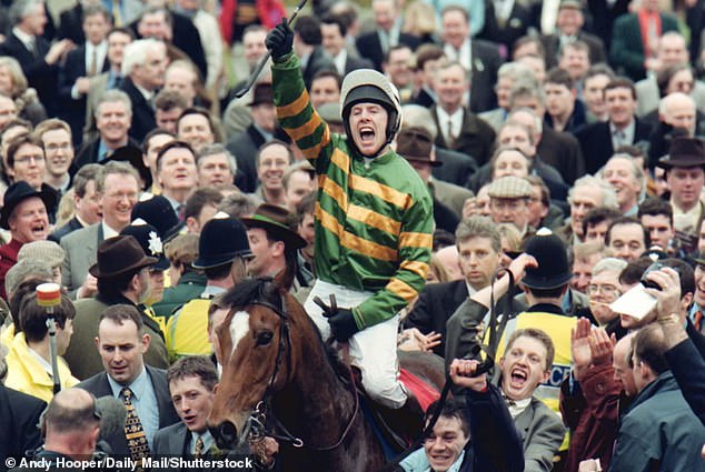 Jockey Charlie Swan celebrates with Istabraq after winning the Champion Hurdle