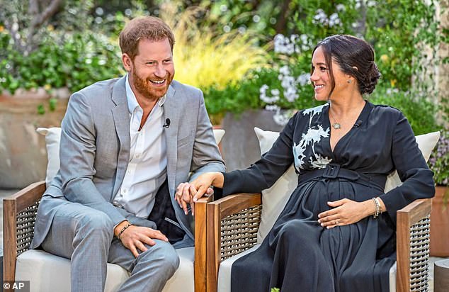 Prince Harry and Meghan photographed during their interview with Oprah Winfrey, in which they made several comments about the royal family.