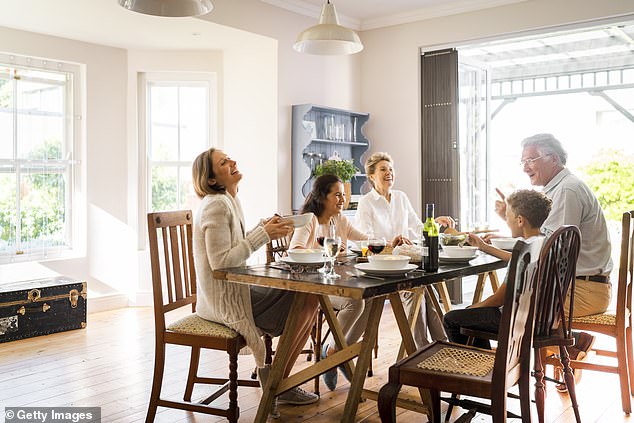 Heart of the home: a family enjoys lunch in a traditional dining room, but 25% of households that have a dining room no longer use it