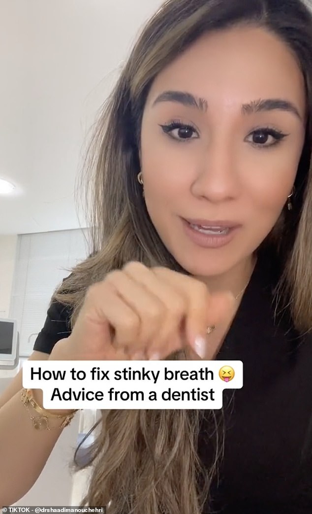 Dr.  Shaadi Manouchehri (pictured), from London's Smart Dental & Aesthetics, gave three key tips on how to help with bad breath beyond brushing alone