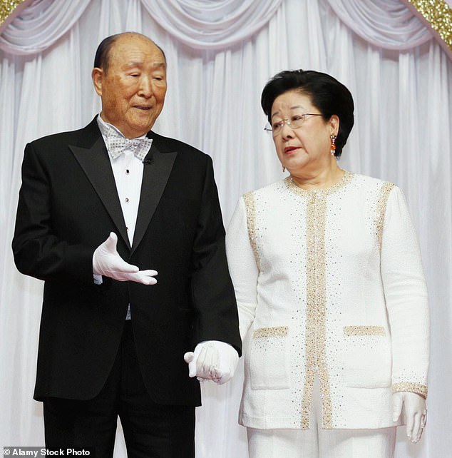 Later in the 1970s, it was purchased by the Unification Church when the religion was still in its infancy and served as the domicile of founders Sun Myung Moon (left), his wife (right) and their followers