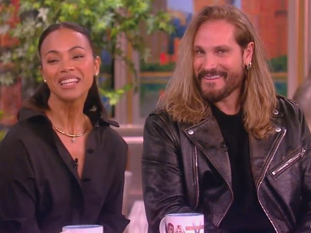 The moment occurred during an interview with Hollywood actress Zoe Saldana and her husband, Marco Perego.