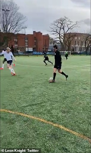 In Reach Out FC's match against Hackney Wick, Kaka collected the ball on the left side.