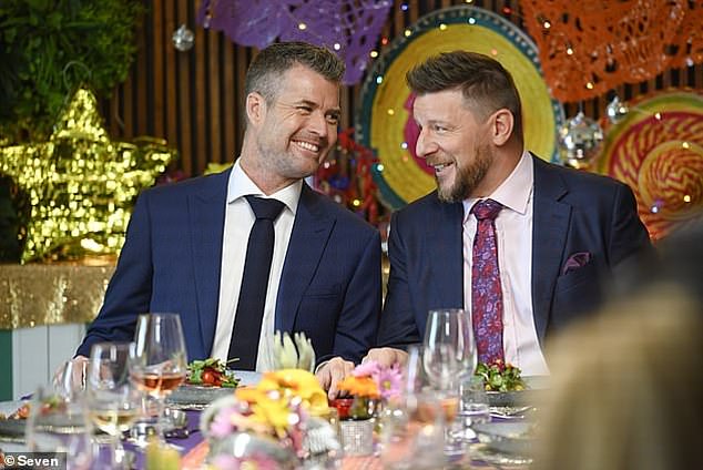 The once popular TV star has attracted scrutiny for peddling anti-vaccine conspiracies and has been fined $25,000 for making a light machine he claims helped cure Covid. In the photo: Evans and Manu Feildel.