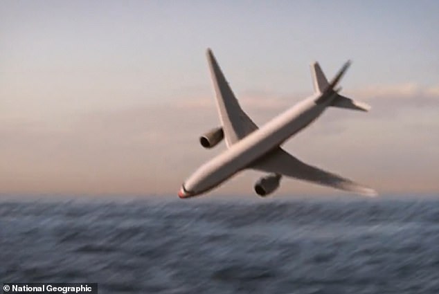 On March 8, 2014, Malaysia Airlines Flight 370 and all 239 people on board took off into the night sky from Kuala Lumpur, never to be seen or heard from again.  Pictured: A CGI rendering of MH370 from a National Geographic documentary showing an apparent accident.