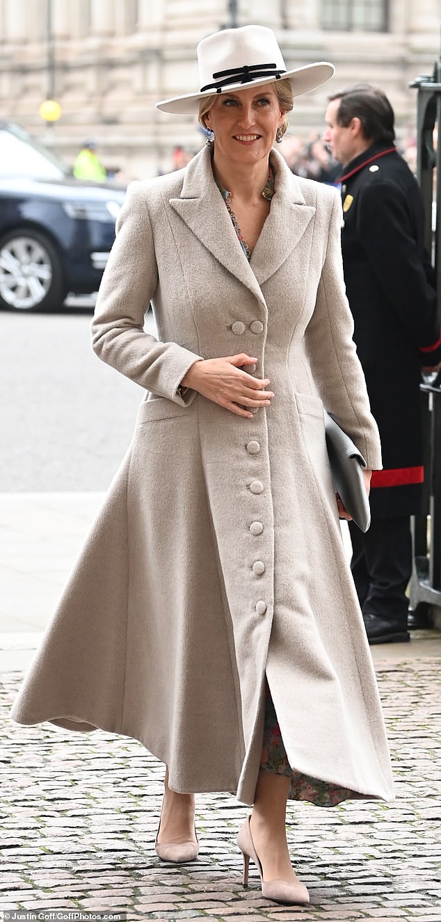 The Duchess of Edinburgh looked typically elegant as she arrived at the annual Commonwealth Day service at Westminster Abbey.