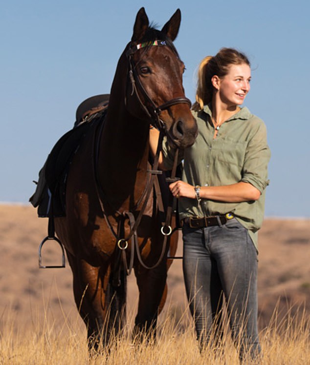 Joss Craig, 29, whose father William runs the 55,000-acre Lewa Wildlife Conservancy in Kenya, has become engaged to the sanctuary's British riding manager Miranda Simpson (pictured).