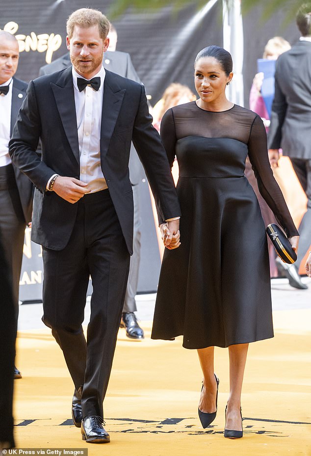 Prince Harry, Duke of Sussex and Meghan, Duchess of Sussex attend the European premiere of The Lion King in Leicester Square on July 14, 2019.
