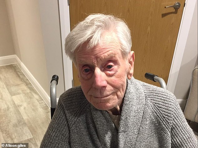 In one case, Thomas Giles (pictured), 96, was reportedly left 'exposed to all passers-by, sick, half-naked, distressed, wild and neglected' during his two-month stay at Whiston Hospital in Lancashire.  According to his daughter, Dr.  Alison Giles, he initially spent eight hours in a hospital corridor before being moved to the frail elderly ward.  He suffered 'delirium' due to a UTI